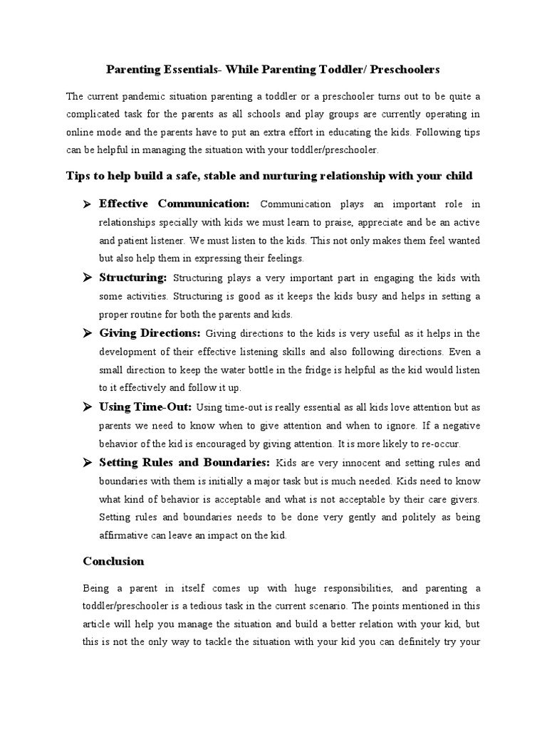 Essential Tips for Parenting Toddlers | PDF | Toddler | Parenting