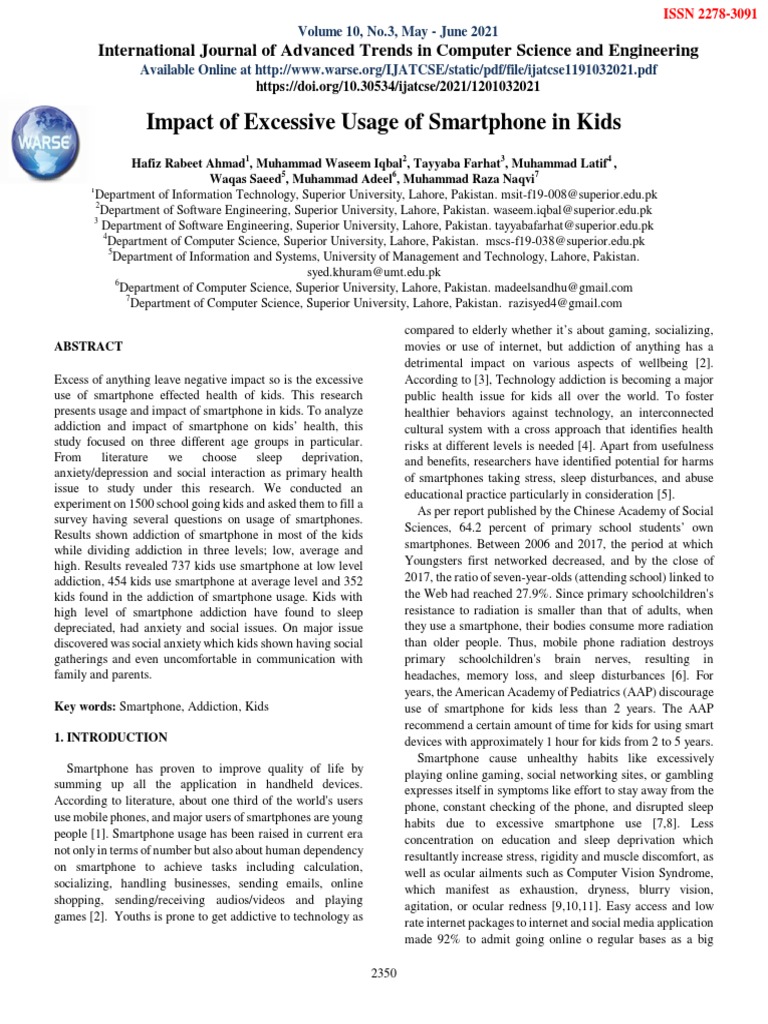 Impact of Smartphone Addiction on Kids | PDF | Attention Deficit ...