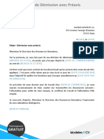 21 Lettre de Demission Avec Preavis