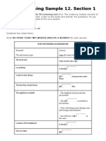 IELTS Listening Sample 12. Section 1: Example: Answer