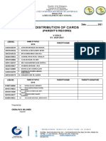 Distribution of Cards: (Parent'S Record)