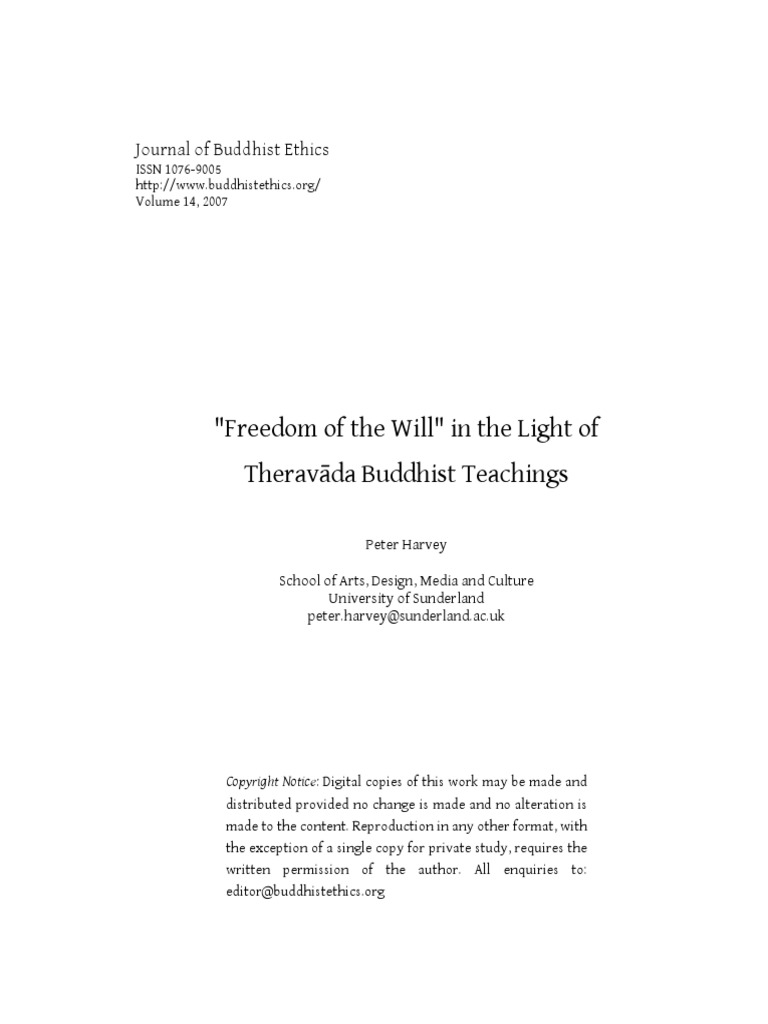 Buddhism&The Question of Free Will | PDF | Free Will | Karma