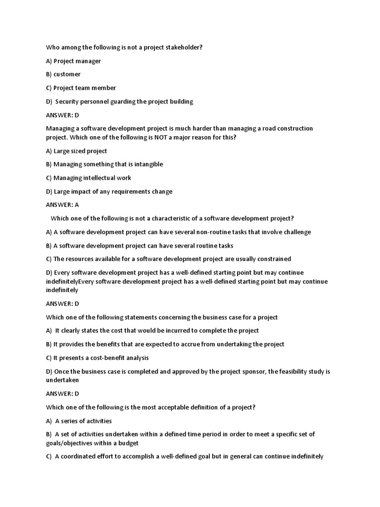 Complete MCQ PDF Risk Project Management