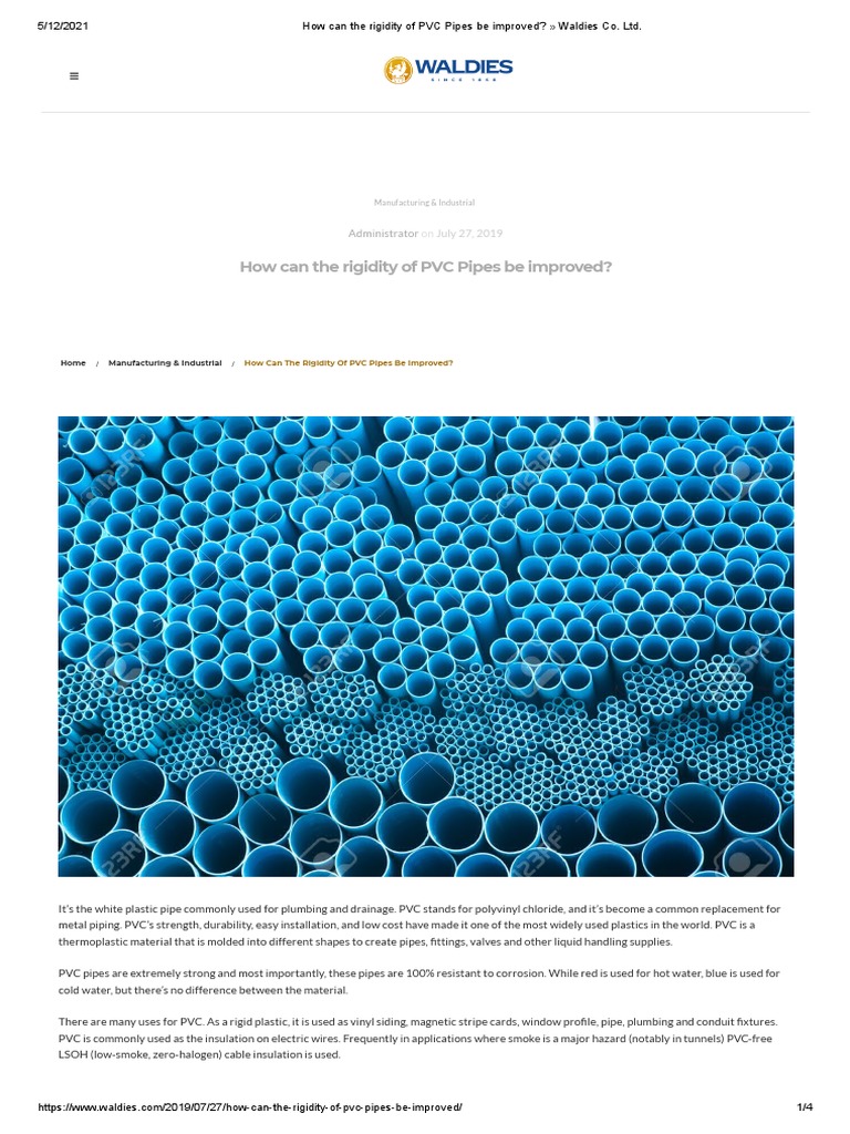 How Can The Rigidity of PVC Pipes Be Improved Waldies Co. LTD PDF