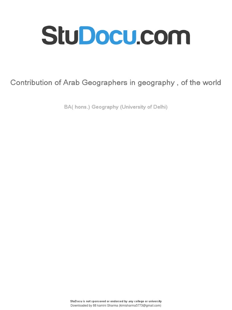 Arab Geographers' Contributions to Geography | PDF