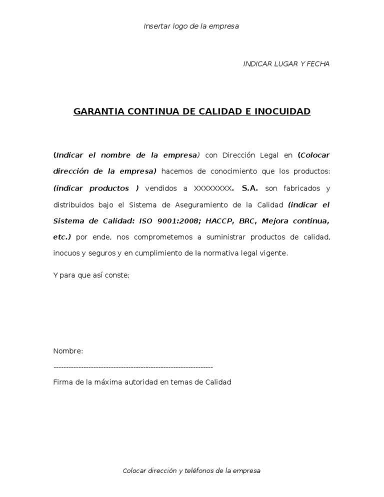 Carta Garantia continua