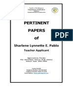 Pertinent Papers Of: Sharlene Lynnette E. Pablo