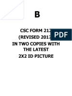 CSC Form 212 (REVISED 2017) in Two Copies With The Latest 2X2 Id Picture