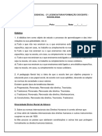 Avaliação Presencial - Sociologia PDF