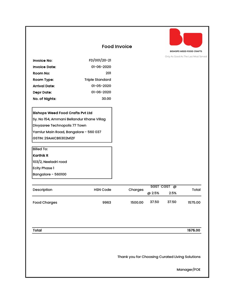 Food Invoice - 04.06.20 | PDF