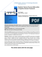 Students' Science Process Skills Within A Cognitive Domain Framework