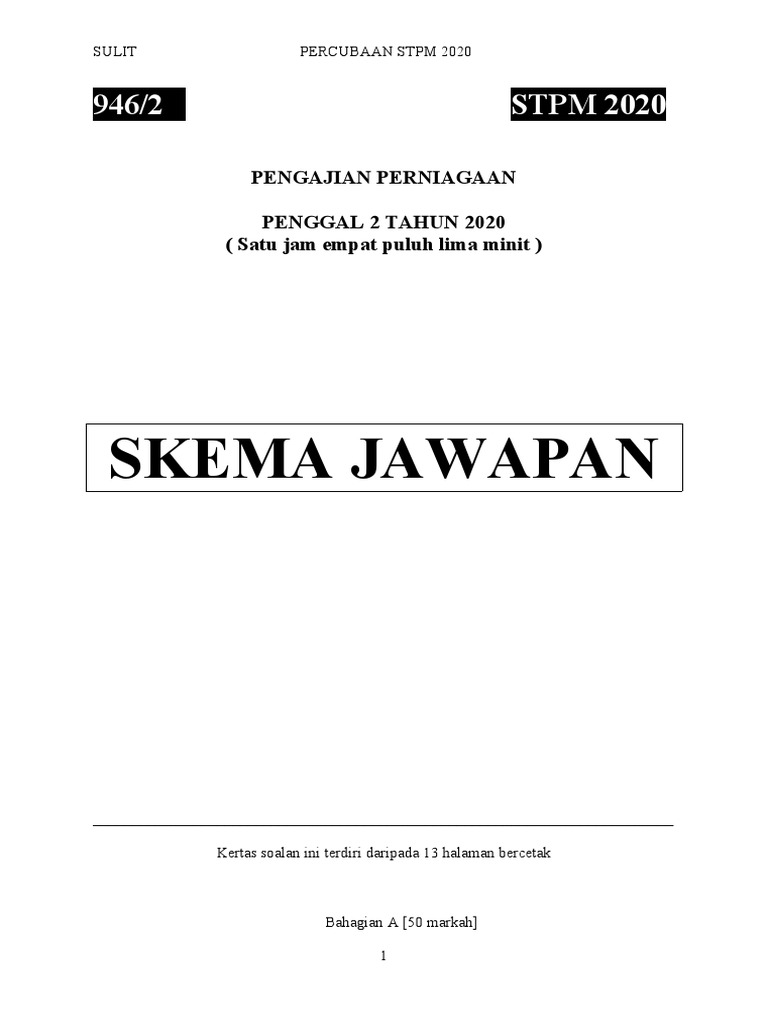 Skema Percubaan PP Terbaru 2020 | PDF