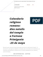 Calendario Religioso Romano_ Dies Natalis Del Templo a Fortuna Primigenia -25 de Mayo