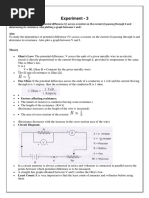 Experiment - 3: ∝ I The SI unit of resistance is Ohm (Ω)