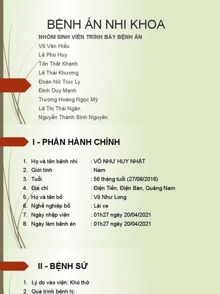 BỆNH ÁN NHI KHOA GHI NHẬN CA BỆNH SỐT CAO CO GIẬT