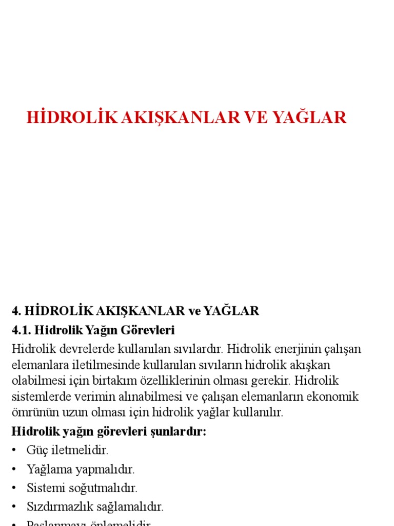 hidrolik akiskanlar ve yaglar 2021 pdf