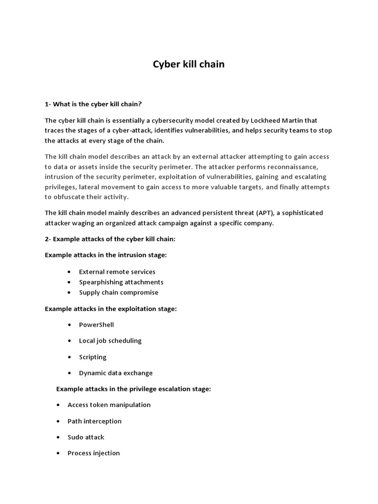 1What Is The Cyber Kill Chain? PDF Computer Security Security