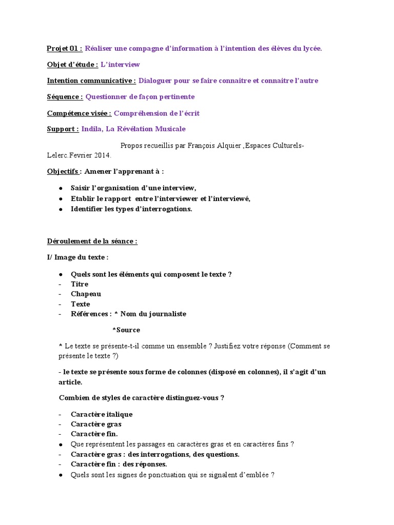 Fiche d'interview : Indila et son parcours | PDF | Divertissement ...