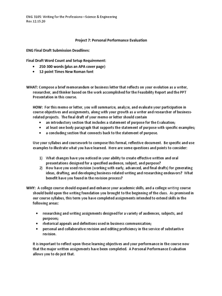 Personal Performance Evaluation Memo | PDF | Memorandum | Writers