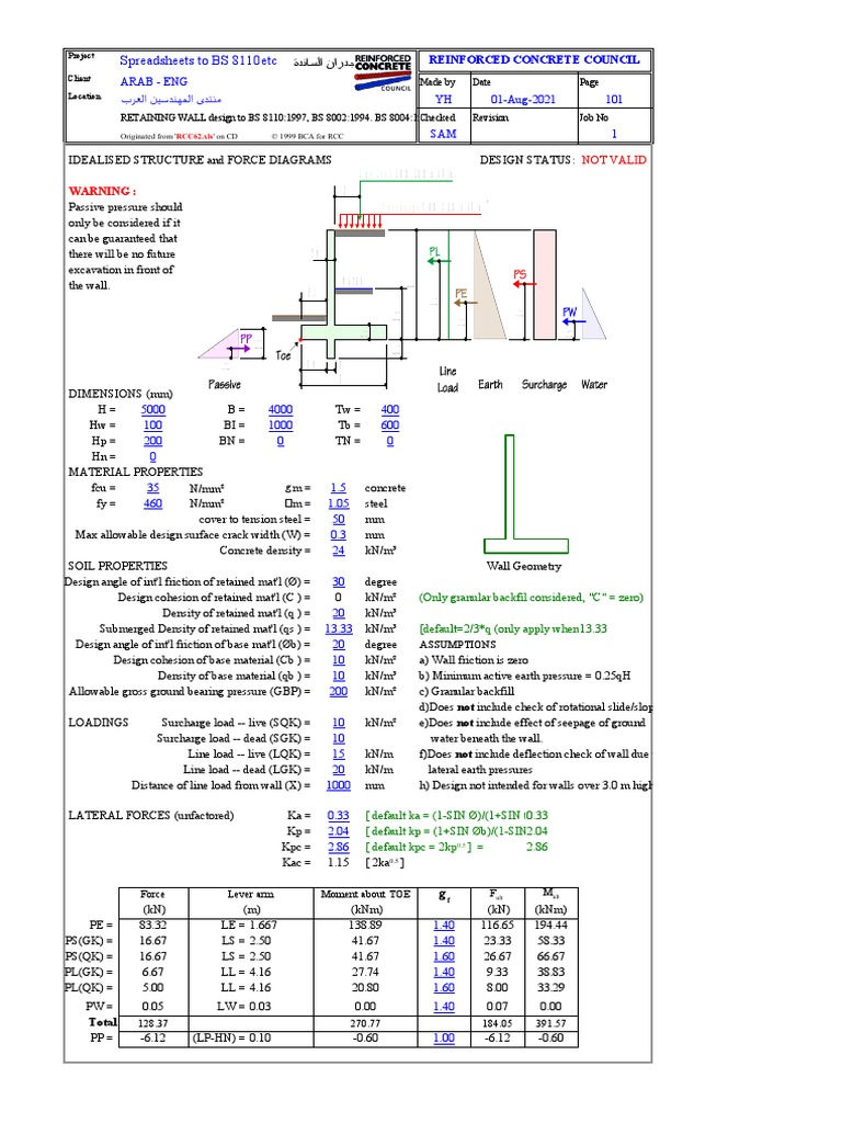 Retaining Walls - Design To BS - CODE | PDF | Civil Engineering ...