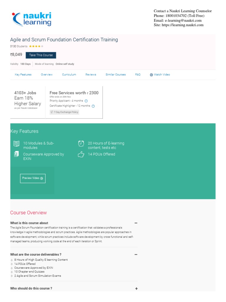 Agile And Scrum Foundation Certiщяы Cation Training Key Features Pdf