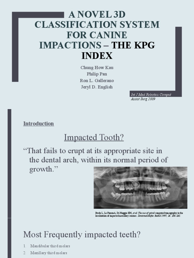 KPG Index: 3D Canine Impaction Classification | PDF | Dentistry ...