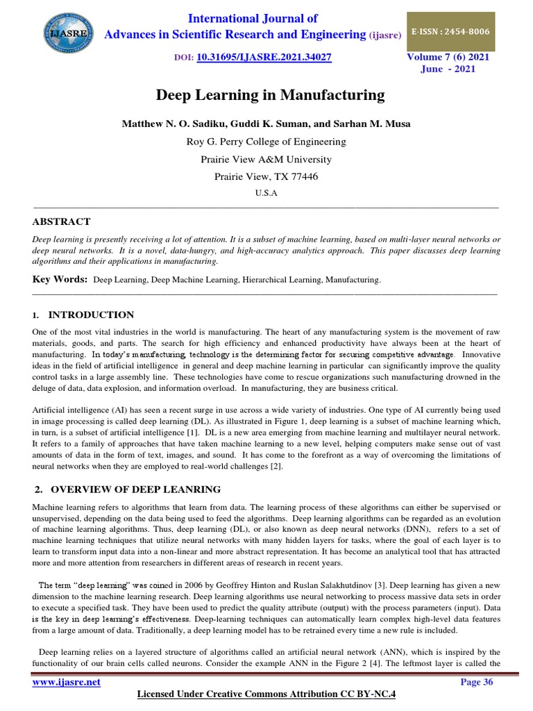 Deep Learning Applications in Manufacturing | PDF | Deep Learning ...