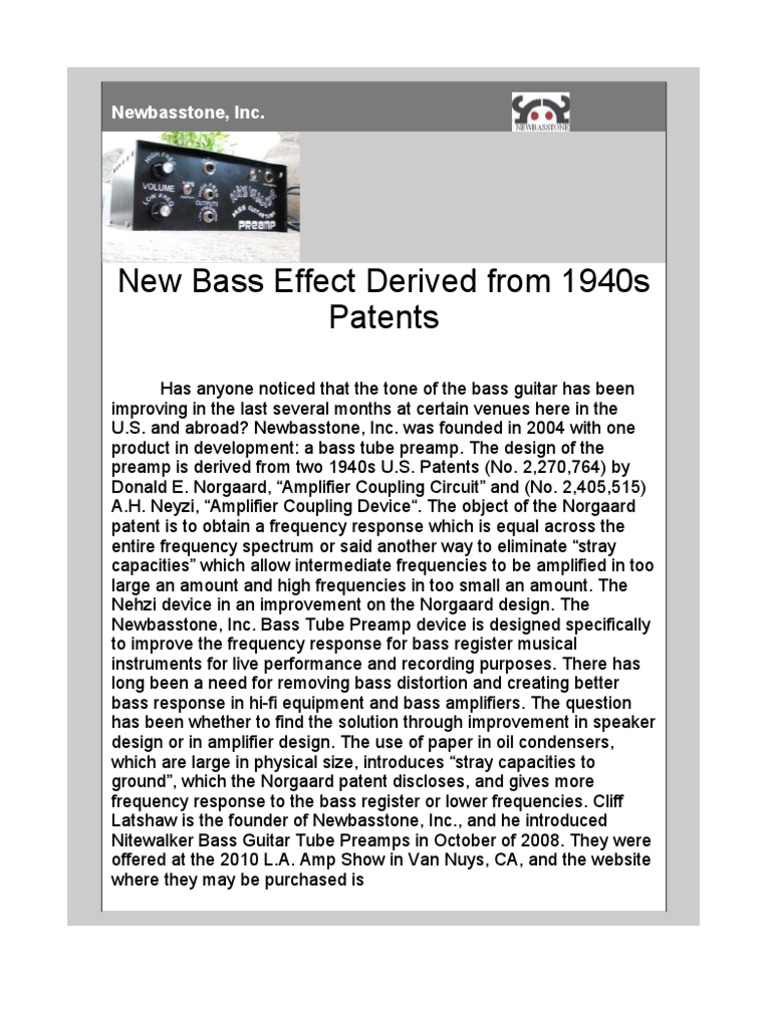 Innovative Bass Tube Preamp Design | PDF | Bass Guitar | Capacitor