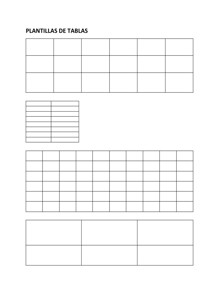 Plantillas de Tablas PDF