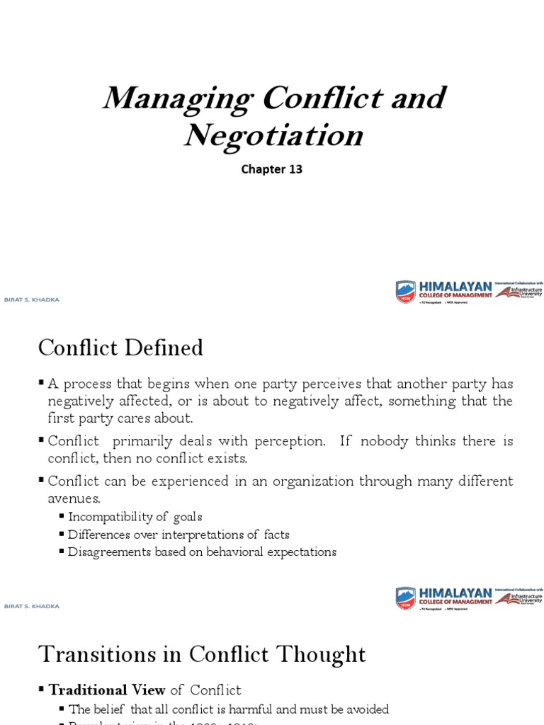 CH 13 Conflict and Negotiation | PDF | Negotiation | Mediation