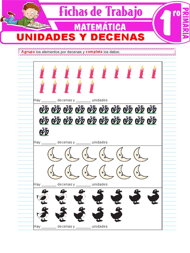 Hojas De Trabajo De Primer Grado De Decenas Y Unidades 1. FICHAS DE