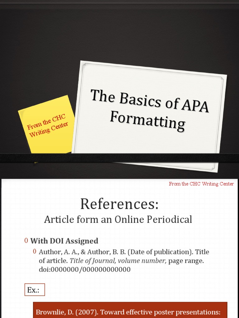 The Basics of APA Formatting | Download Free PDF | Digital Object ...