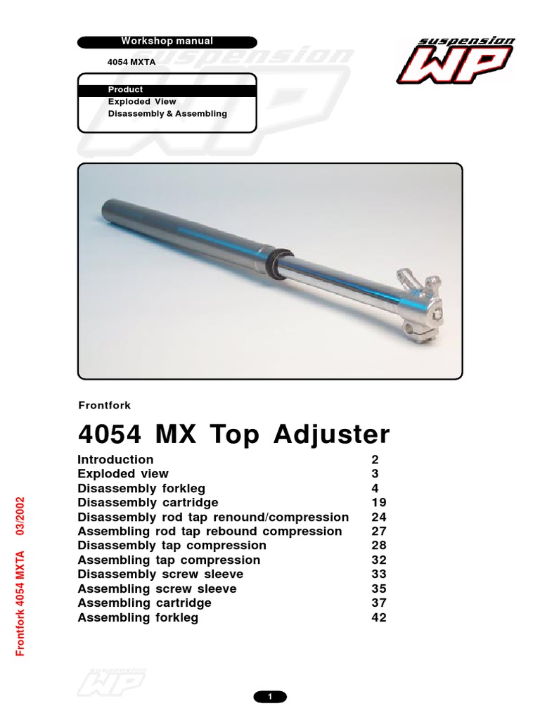 4054 MX Top Adjuster: Workshop Manual | PDF | Mechanical