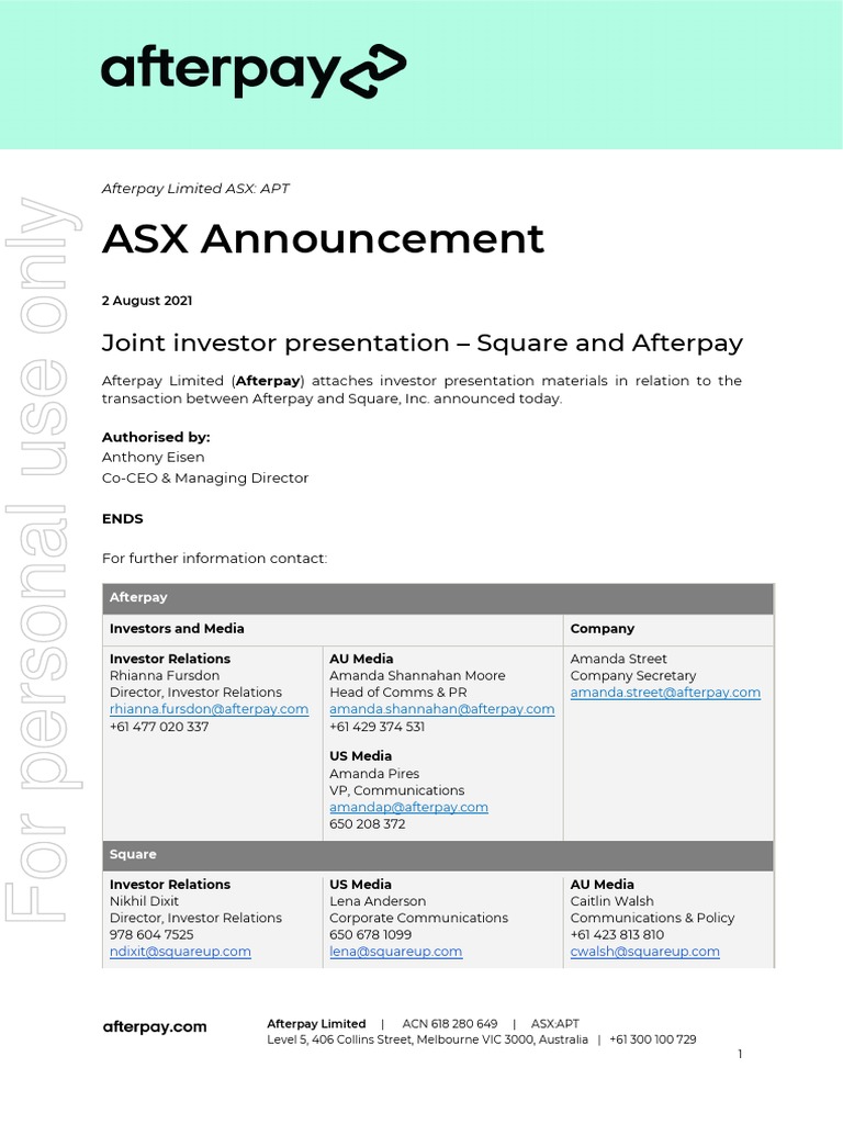 Square announces Afterpay acquisition - ChannelX