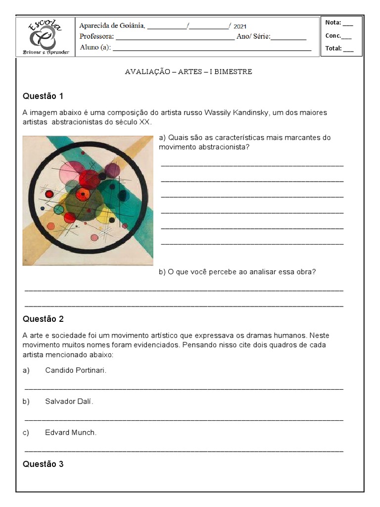 Atividades de Arte Abstrata 5º Ano | PDF | Arte abstrata | As artes
