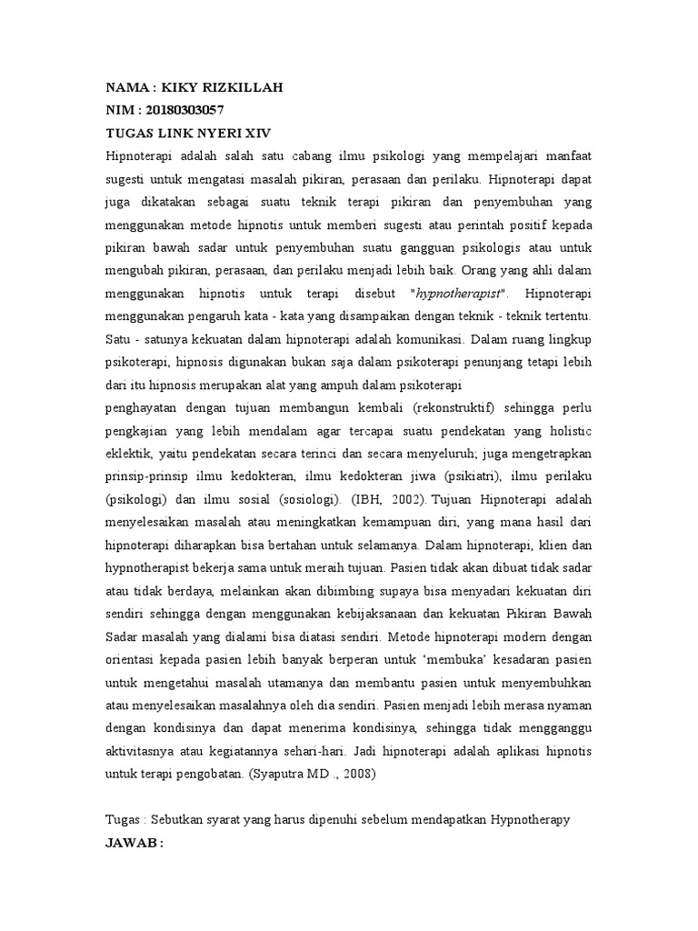Syarat Penting Sebelum Hipnoterapi | PDF