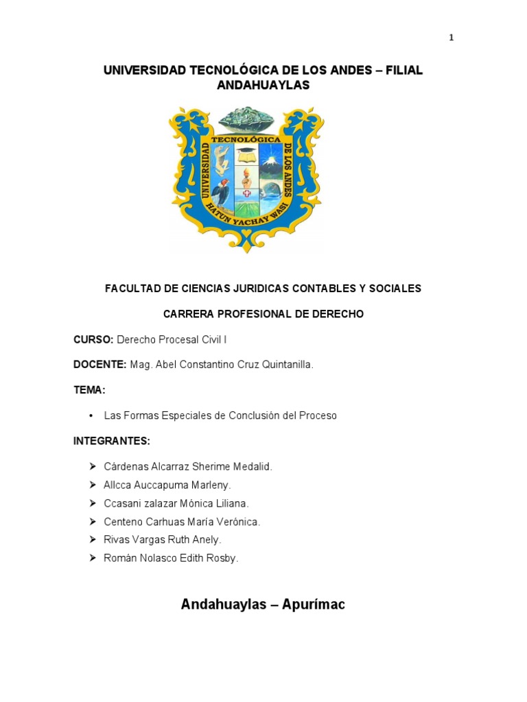 Formas de Conclusión del Proceso | PDF | Demanda judicial | Ley procesal