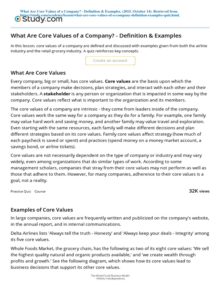 Definition Core Values 3 | PDF | Money | Communication