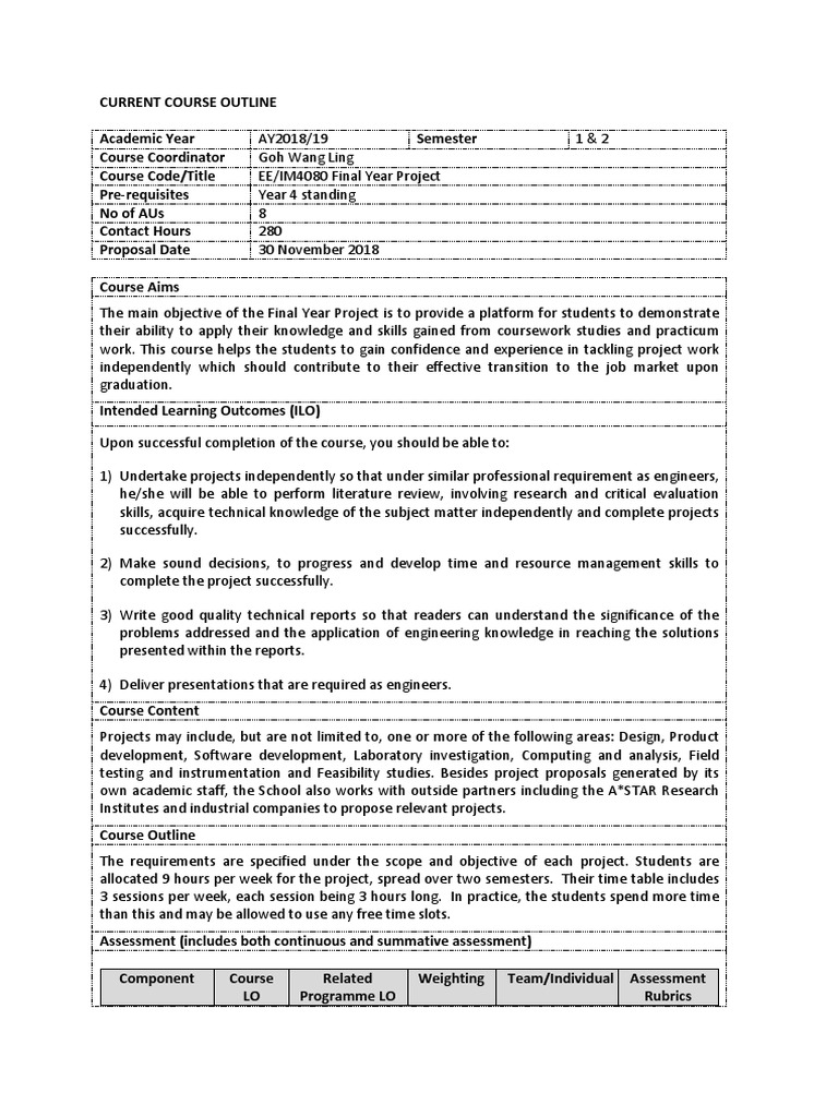 NTU EE/IM4080 Final Year Project Guide | PDF | Academic Integrity ...