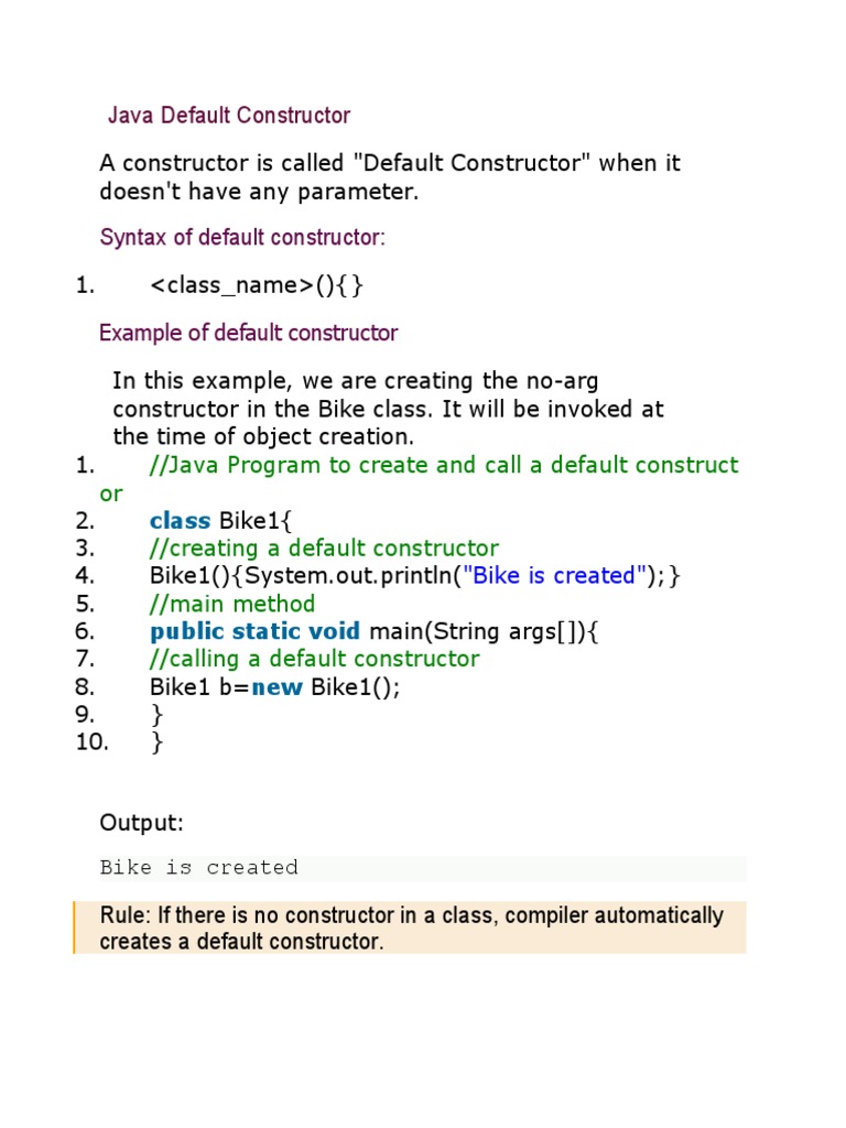 Java Default Constructor | Download Free PDF | Constructor (Object ...