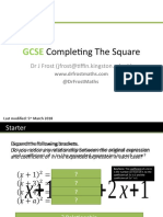 Completing The Square: DR J Frost (Jfrost@tiffin - Kingston.sch - Uk)