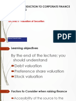 Baf 361 Introduction To Corporate Finance and Banking: LECTURE 5-Valuation of Securities