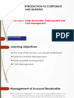 Baf 361 Introduction To Corporate Finance and Banking: LECTURE 4-Trade Receivable Trade Payable and Cash Management