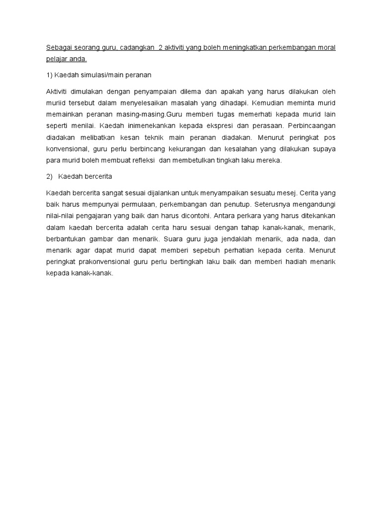 Tuto Aktiviti Perkembangan Moral Pdf