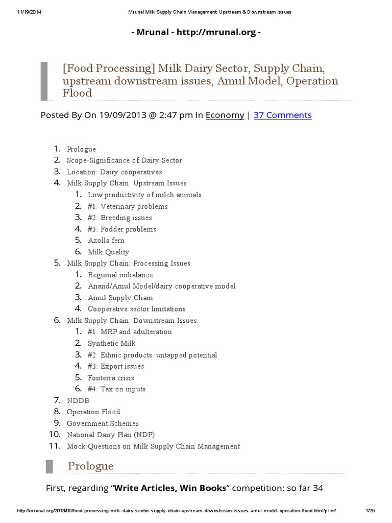 Milk Supply Chain Management Upstream Downstream Issues | PDF | Cattle ...
