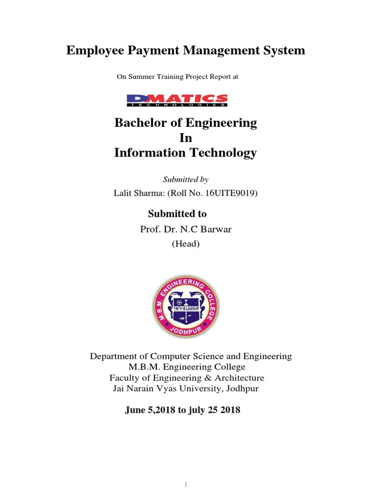 Employee Payment Management System: Submitted To | PDF | Python ...