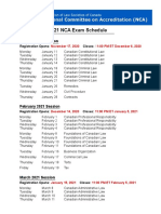 NCA 2021 Exam Schedule