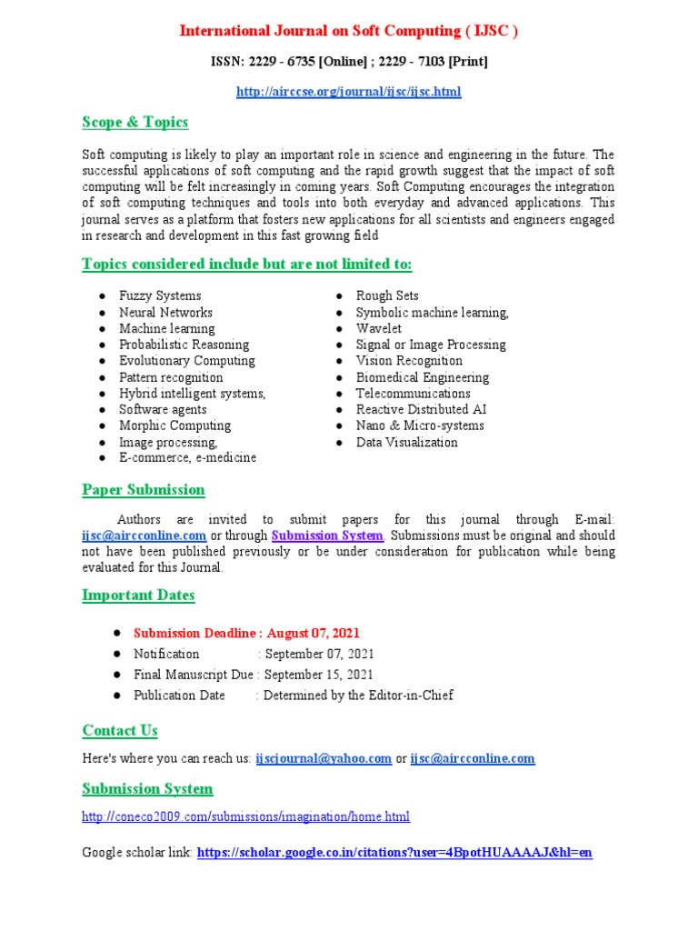 International Journal on Soft Computing | PDF