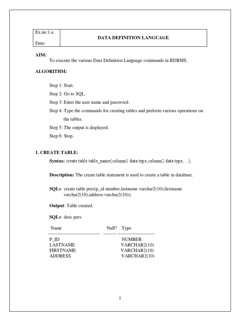 DBMS Lab Manual Download Free PDF Databases Sql