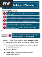 Budgetary Planning: Learning Objectives